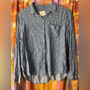 Rails ✨ Chambray Polka Dot Long Sleeve Button Down Shirt
